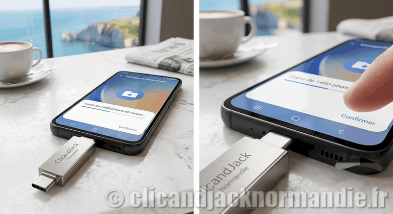 Sauvegarde Mobile vers PC TV port USB-USBC