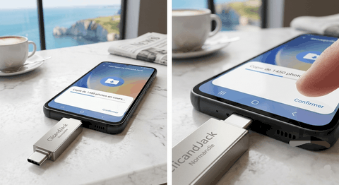 Sauvegarde Mobile vers PC TV port USB-USBC